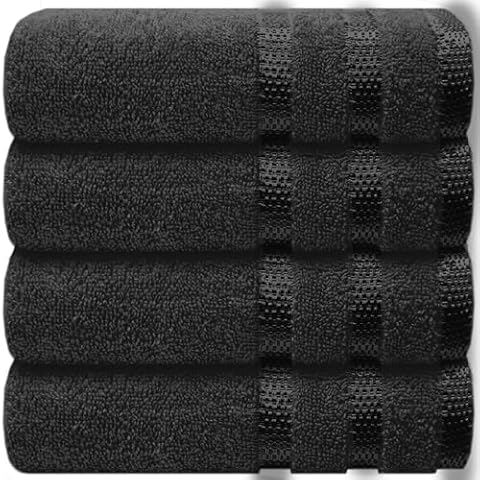 Casabella Deluxe 4 Black Hand Towels Set Cover