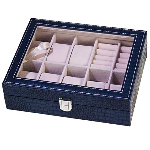 Preisvergleich Produktbild Kosmetiktäschchen Schminktasche Damen Schmuckschatulle Schmuckschatulle schmuckschatulle kosmetiketui schmuckschatulle dunkelblaues Leder Damen tragbare aufbewahrungsbox