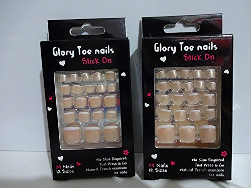 Faux ongles d'orteil French Glory au fini brillant naturel et design élégant