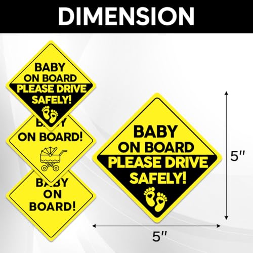 Pack 6 Pcs Funny Baby On Board Sticker for Cars Vehicles Trucks Safety Caution Warning Security Sign Window Outdoor Bumper Stickers Waterproof Large Vinyl Decals Car Accessories - Thumbnail 2