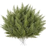 HOHOTIME 50 tallos de pino artificiales, palillos de pino de ciprés de Navidad, ramas de cedro sintético para jarrón, plantas falsas, ramitas de pino sintético para guirnalda, corona, árbol, hogar,