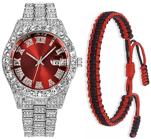 Montre bracelet strass SENRUD : le cadeau tendance style hip-hop argenté idéal pour surprendre