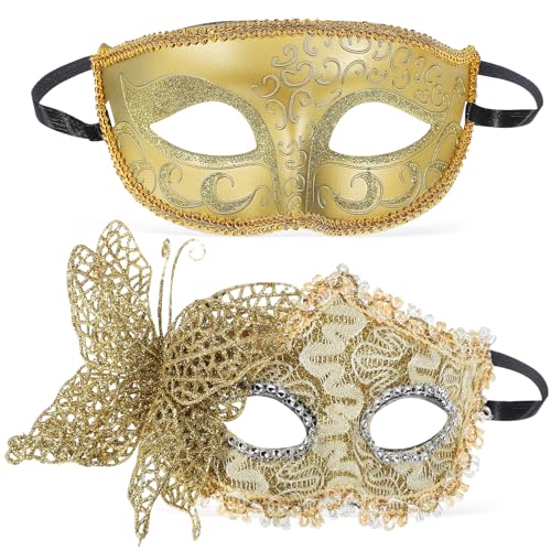 Abaodam 2Pcs Carnival Mask Couple Masquerade Masks Set Masquerade Masks Venetian Carnival Halloween Costume Mask Mardi Gras Mask Ball Prom Mask Party Masks Fancy Dress Party Masks