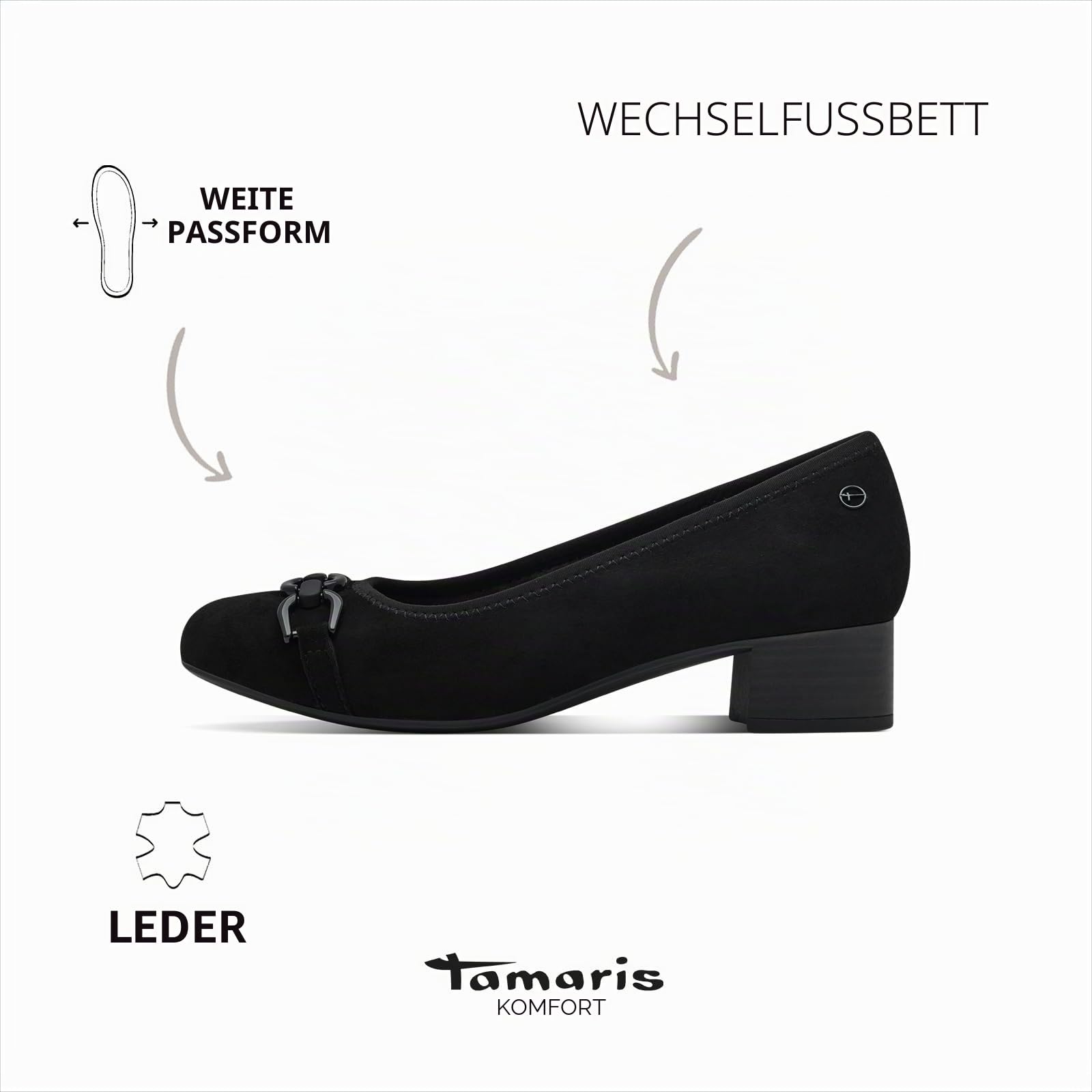 Tamaris Comfort Damen Pumps aus Leder Kleiner Absatz