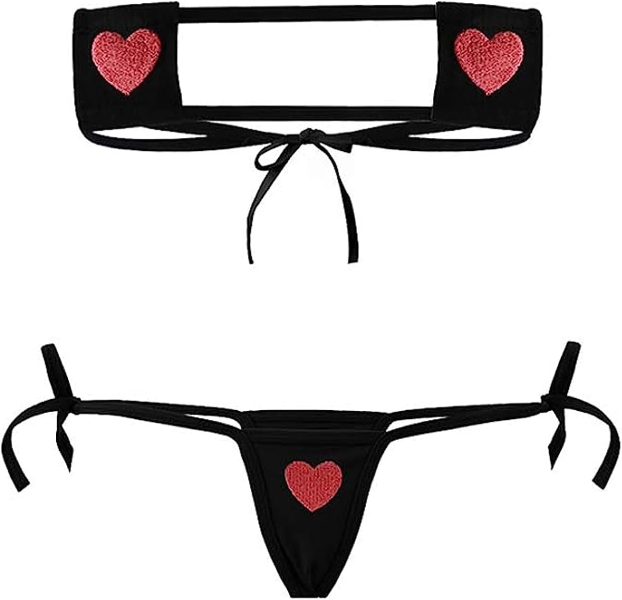 VicSecWomen Micro Bikini Cute Cat Paw Embroidery Kawaii Swimsuit Japanese Anime Lingerie Tiny String Tie Side Thong Triangle Halter Sliding Top Small Bra and Panty Set for Party Photo Shoot