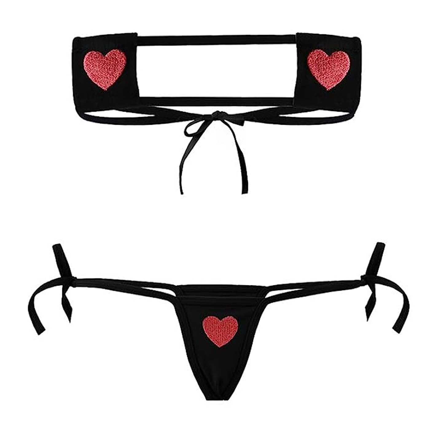 VicSecWomen Micro Bikini Cute Cat Paw Embroidery Kawaii Swimsuit Japanese Anime Lingerie Tiny String Tie Side Thong Triangle Halter Sliding Top Small Bra and Panty Set for Party Photo Shoot