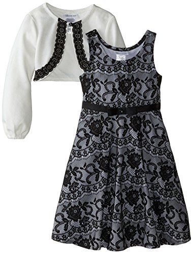 Bonnie Jean Girls' Big Lace Fit and Flare Dress with Sweater