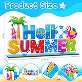 Summer Party Decorations for Home Wooden Centerpieces Hello Summer Table Decorations 11.8x5.9inch Beach Pool Party Hot Summer Centerpiece for Tables Home Kitchen Indoor Outdoor Decor