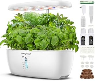 Ahopegarden Indoor Garden Hydroponics Growing System: 12 Pods Plant Germination Kit Herb Garden Kit Growth Lamp Countertop with LED Grow Light Hydrophonic Planter Grower Harvest Vegetable Lettuce