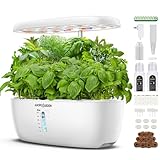 Ahopegarden Indoor Garden Hydroponics Growing System: 12 Pods Plant Germination Kit Herb Garden Kit Growth Lamp Countertop with LED Grow Light Hydrophonic Planter Grower Harvest Vegetable Lettuce