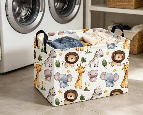 Image of Rectangular Animals Storage Baskets Cute Basket Storage Bin Zoo Room Decor for Home(Zoo)