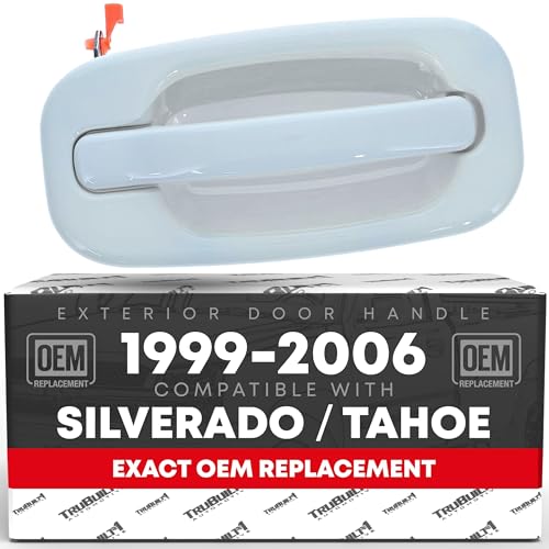 T1A Exterior Front Passenger Door Handle - Compatible with 1999-2006 Chevrolet Silverado, Suburban, Tahoe; 1999-2006 GMC Sierra, Yukon - Olympic White - OEM 15182417-GAZ, 80599