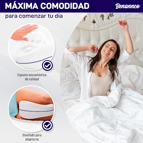 Miniatura 3 de Benannco Almohada Ortopédica Para Pierna Y Rodilla - Espuma Con Memoria - Alivia El Dolor De Espalda - Cadera Y Articulaciones - Soporte Para El Tobillo Y La Rodilla Almohadilla Para Dormir De Lado.