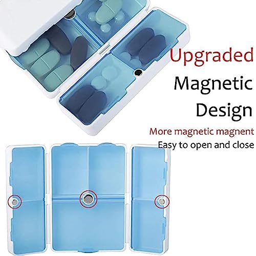 Image of House of Quirk Pill Organizer, 7 Compartments Portable Pill Case Travel Pill Organizer,Folding Design Pill Box for Purse Pocket to Hold Vitamins,Cod Liver Oil,Supplements and Medication (White)