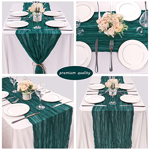 Fivenl 12 Pack Dark Teal Boho Rustic Cheesecloth Table Runner 35x72 Inch, Perfect for Wedding, Party, Home Decor by Fivenl - Image 5
