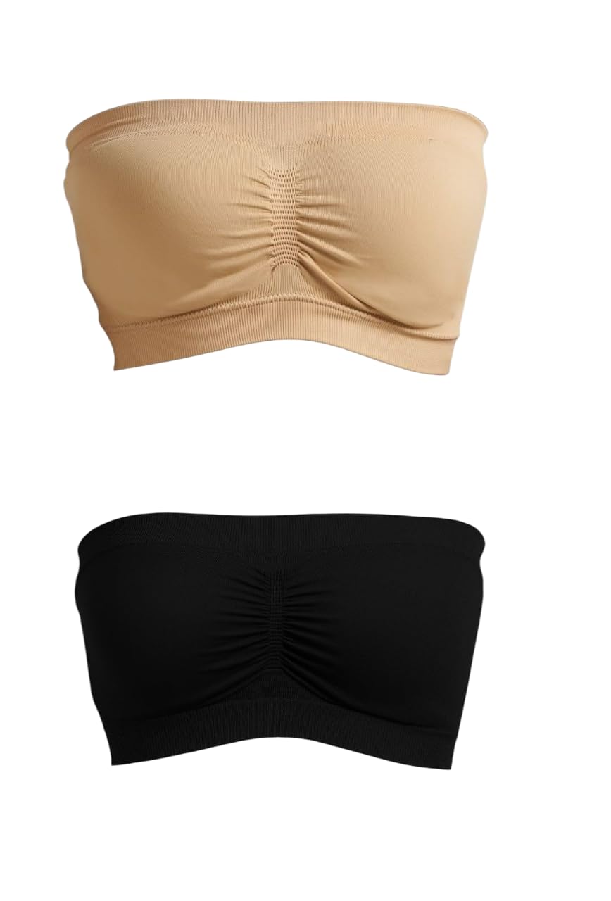 Women's Seamless Bandeau Bra, Wirefree Non-Padded, Strapless with Detachable Tranparent Straps, Full Coverage-picture-20