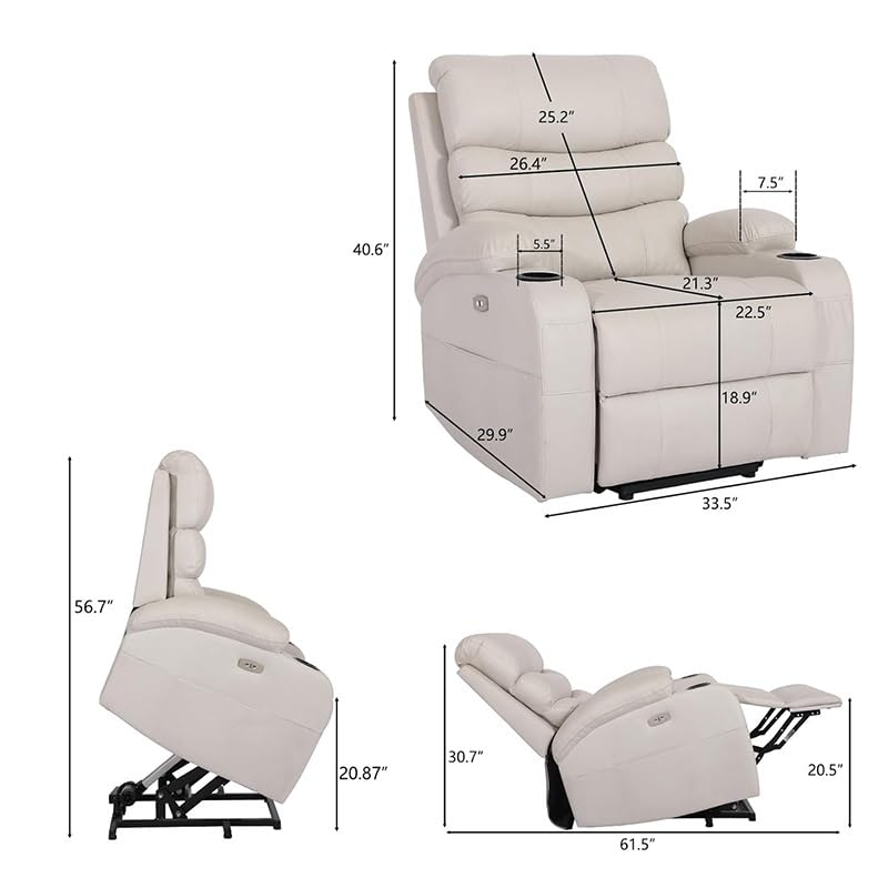 Sillón con elevador eléctrico reclinable color único miniatura 2