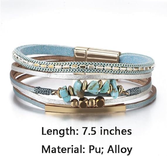 Flower Charm Wrap PU Leather Bracelet for Women Lady Handmade Bohemian Bracelets Jewelry Gifts for Women - Image 2