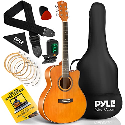Pyle Kit per Principianti Chitarra Acustica 6 Corde, Pacchetto con Corpo a Spalla Mancante per...