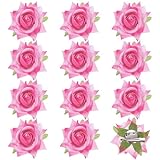 M METERXITY 12-Pack Rose Hair Clips, 2.56 Inch Flower Hairpin Cloth Floral Brooch for Bridal Wedding/Party/Women Hair Accessories, Hair Flowers Headpiece Floral Hair Pins [6.5cm, Light Pink]