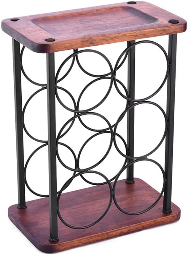 Soporte para Botellas de Vino de Madera y Metal, 6 Botellas