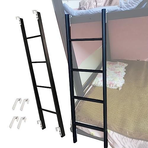 Escalera de metal para litera de 116 cm con sistema ajustable y ganchos para el hogar