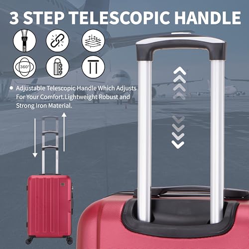 Flymax 55X40X20 Ryanair Cabin Bag Hand Luggage Lightweight Suitcase Approved Carry On Luggage Case 2.5KG 40L Wine Red - 4