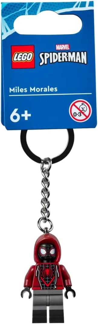 Miles Morales Marvel Spiderman Keychain, Red, Grey, Small