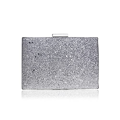 Abendtasche Clutch-Tasche für Damen Glänzende Abendtaschen Frauen Metall Clutch Taschen Geschenk Elegante Geldbörse Tasche Geld Messenger (Color : Silver, Size : S) Cover
