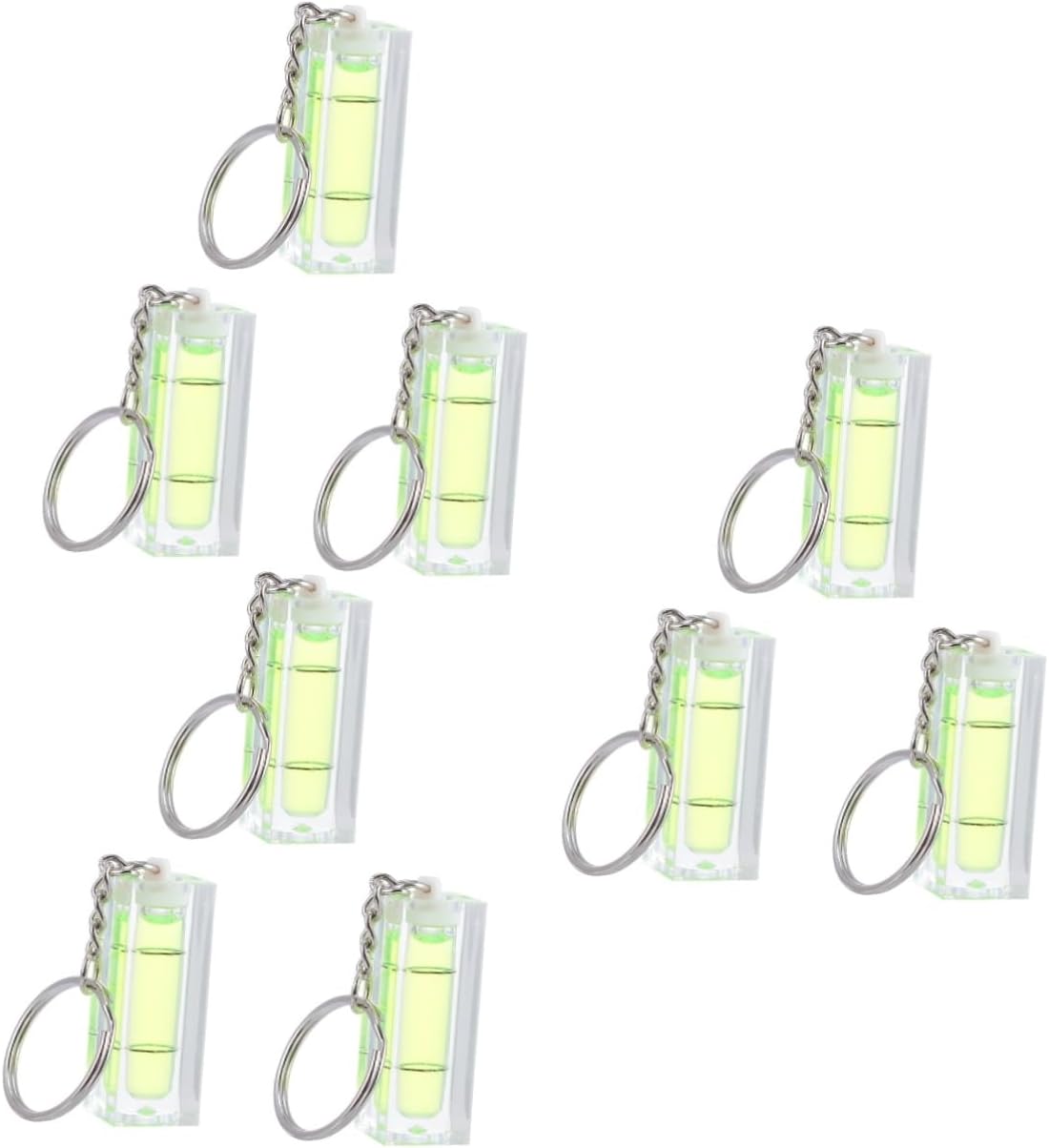 Mikikit 9pcs Mini Bubble Spirit Level Keychain Portable Leveling Tool for Accurate Measurements Easy to Read Lightweight Design for Keyring Use for Photos and More