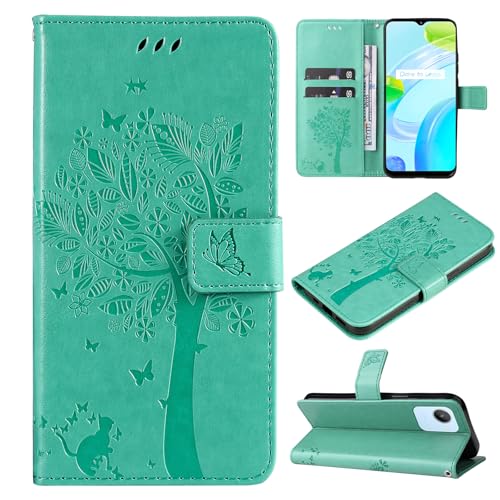 Fatcatparadise Coque pour Oppo Realme C30 4G/Realme Narzo 50i Prime Core, Antichoc TPU Housse Cuir Flip Case Portefeuille Etui Rabat [Magnétique] Coque de...