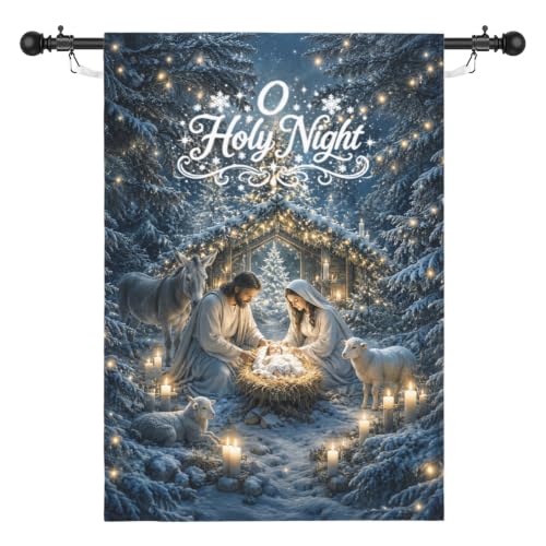 DZGlobal Christmas Nativity House Flags 28 x 40 O Holy Night Garden Decor