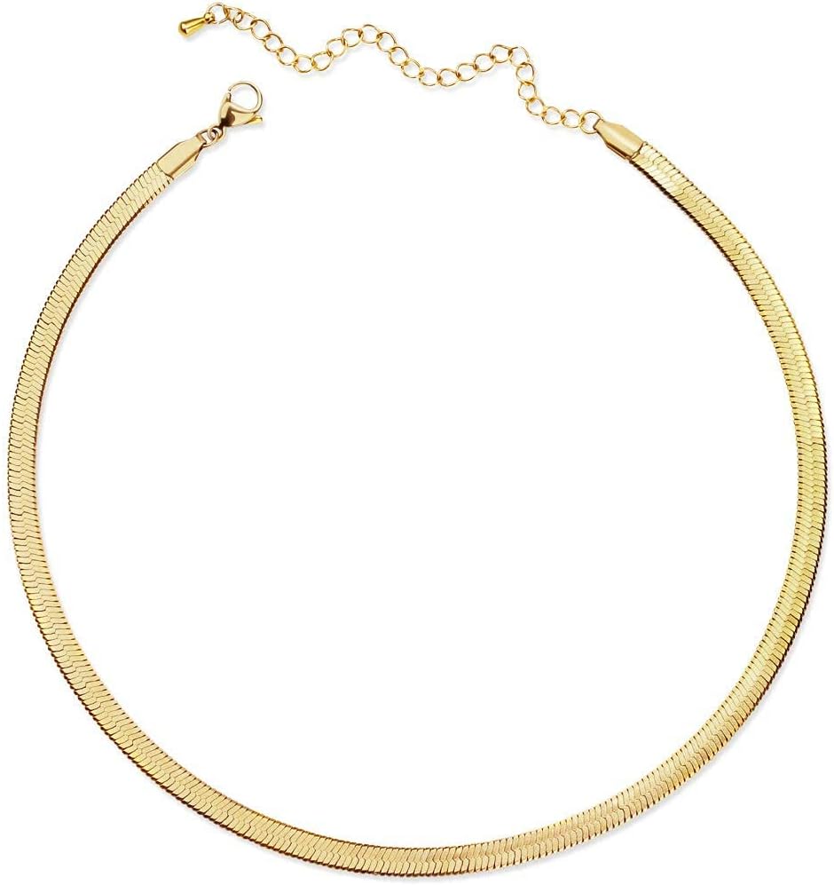 LILIE&WHITE Gold Chain Necklace For Women Snake Chain Herringbone Necklace Gold Choker Necklaces Fashion Necklaces Gift