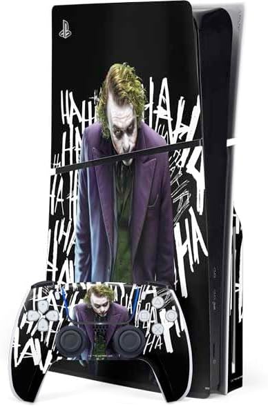 Skinit Decal Gaming Skin Compatible with PS5 Slim Disk Bundle - Officially Licensed The Dark Knight Why So Serious Design