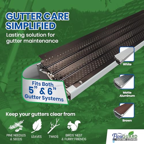 Image of FlowGuard Heavy-Duty 5 inch /6 inch USA Slip-Under Gutter Guards, Black, 5,100 Ft