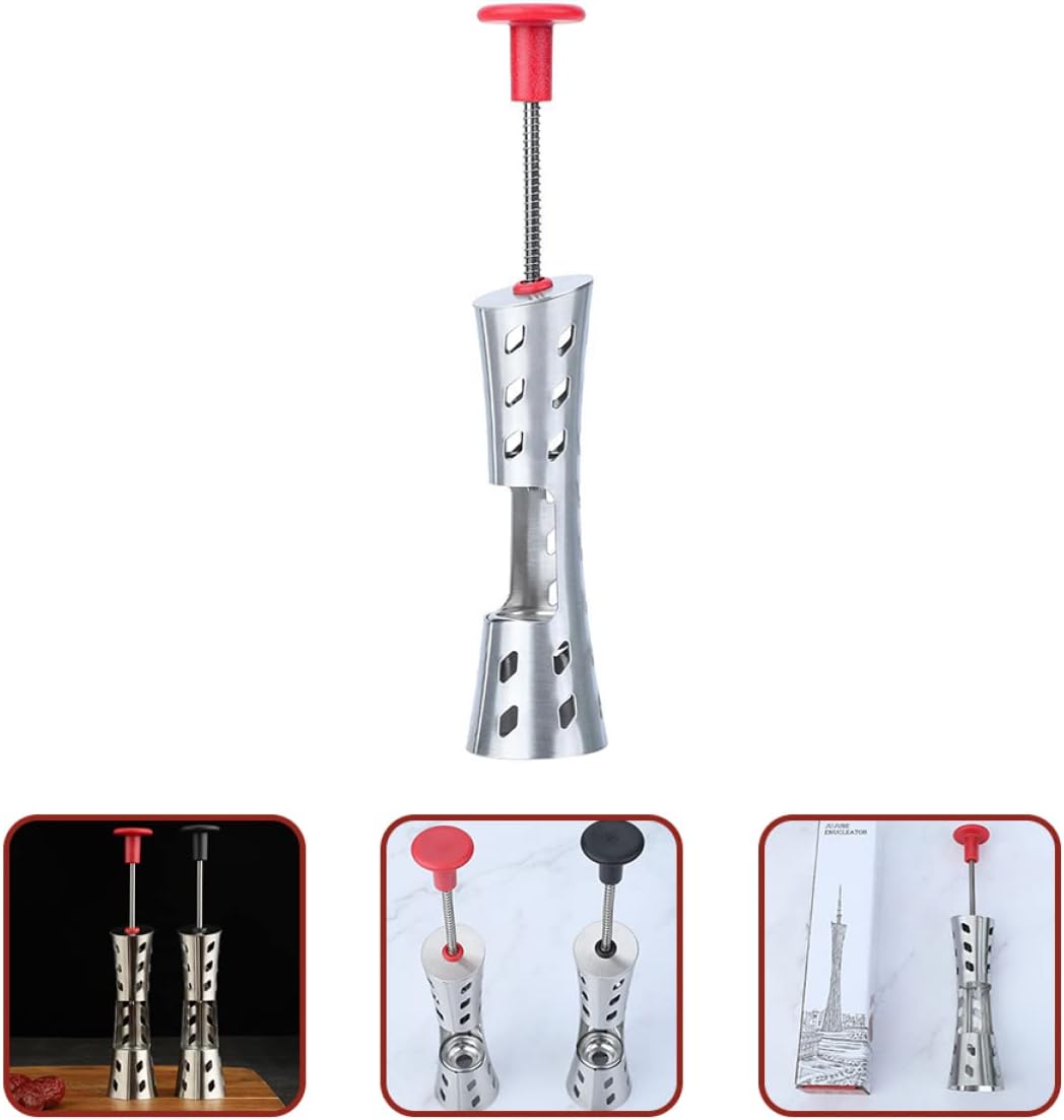SECFOU 2pcs Stainless Steel Cherry Pitter Date Core Remover Automatic Spring Design Multifunctional Kitchen Tool Compact and Light