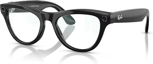 Ray-Ban Meta (Gen 1), Skyler, Shiny Black | Smart AI Glasses for Men, Women — 12 MP Ultra-Wide Camera, Open-Ear Speakers for Audio, Video Recording and Bluetooth — Clear Lenses — Wearable Technology