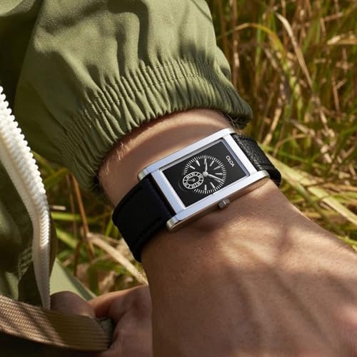 Image of CILOA Watches for Men Unique Rectangle Relojes para Hombres Fashion Simple Analog Wrist Watch with Leather Strap