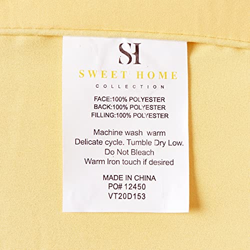 Sweet Home Collection 7 Piece Comforter Set Bag Solid Color All Season Soft Down Alternative Blanket & Luxurious Microfiber Bed Sheets, Yellow, Queen