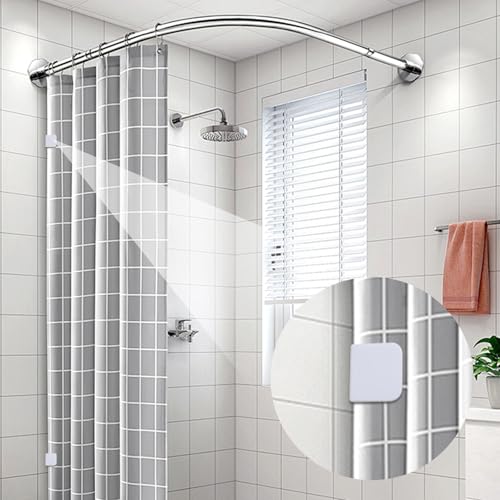 8 STK Selbstklebend Duschvorhang Clips Ohne Bohren, Schutz Winddichte Spritzschutz Shower Curtain Gardinen Klammern Halterung Haken Für Befestigung Curtain Duschvorhang Zubehör(Weiß)