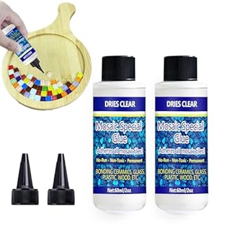 OOTDATR Mosaic Glue, 2 Pack 60ml Waterproof Adhesive for DIY Crafts – Non-Toxic, Clear Drying, No Drip, for Glass, Ceramic, Wood, Plastic, Indoor & Outdoor Use (60ML+60ML)