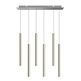 CANALIS 6 Mini Pendant Lighting Brass - LED Hanging Light Fixture for Kitchen Island, Bar, Foyer - Cluster Pendants - Dimmable, Adjustable Wire, Lamp Bulb Included