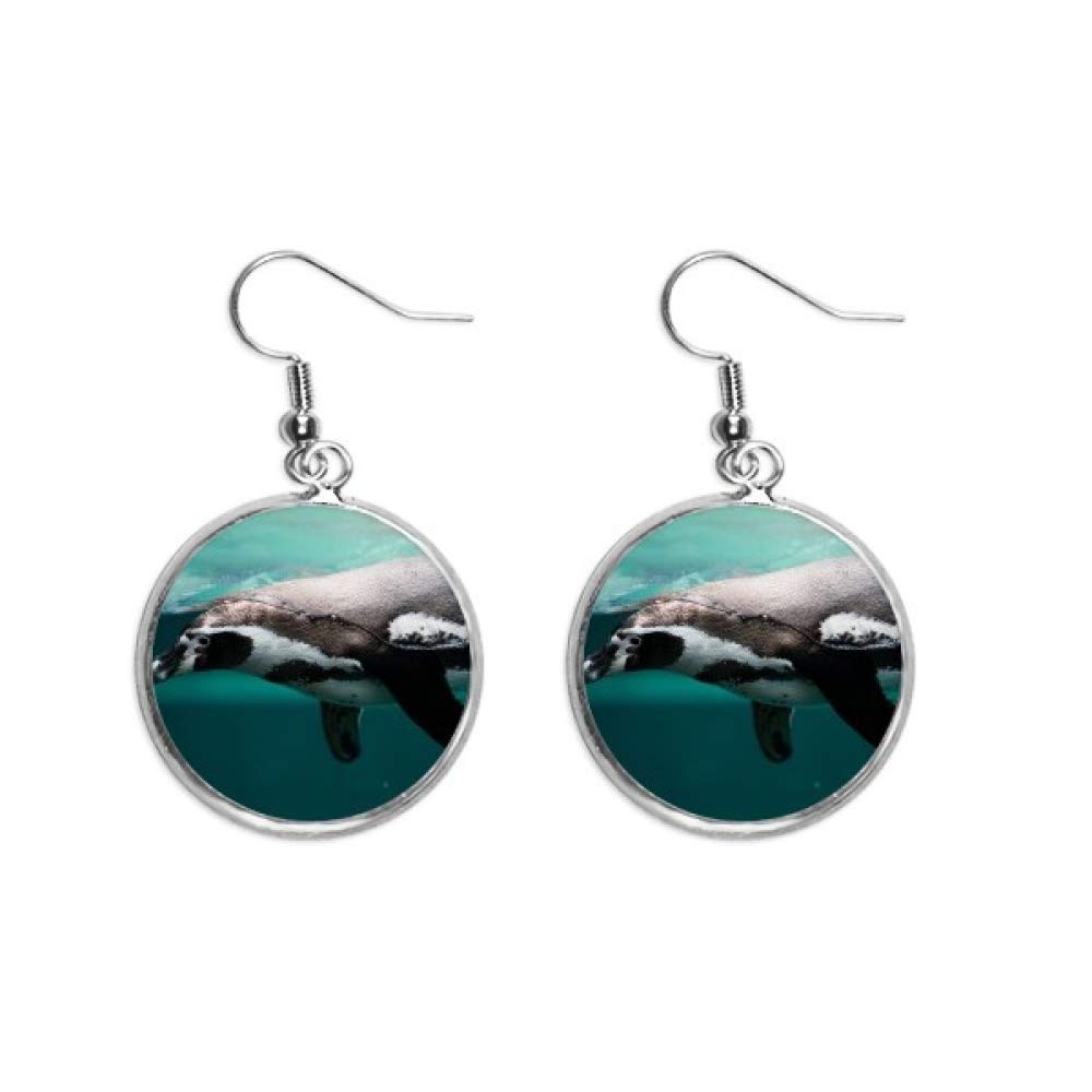 Pendiente de pingüino en océano azul de plata para regalar 5