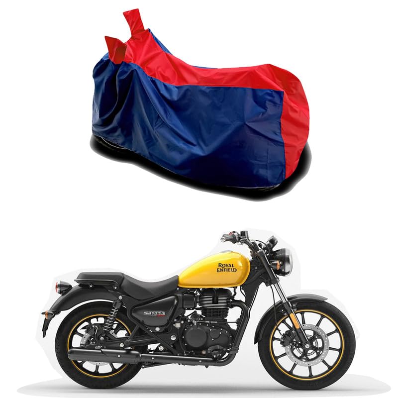 MITHILA MART-Compatible with Compatible with Royal Enfie Super Meteor 650 STD Bike Body Cover Water Resistance Dust Proof UV-Rays Full Body Protection (Black & Red)