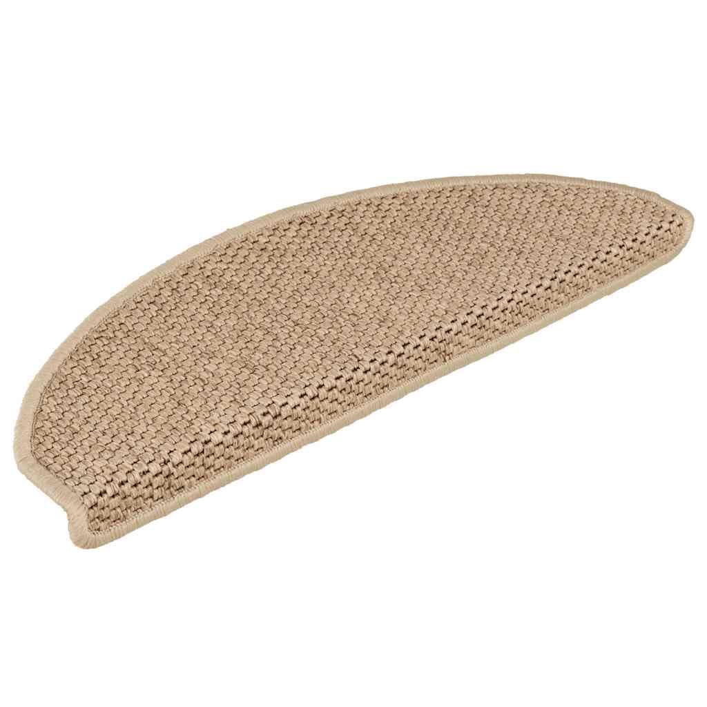vidaXL Stair Mats 30 pcs Self-Adhesive Sisal-Look Fabric, Non-Slip, Sound Dampening, Washable, Sand 65x21x4 cm