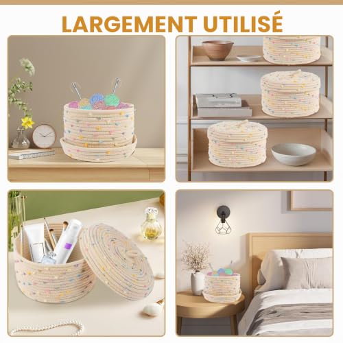 Panier de rangement tressé avec couvercle pour cacher le désordre de la salle de bain - 8