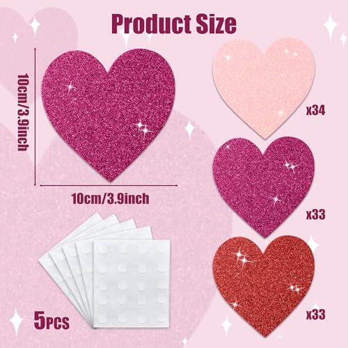 Image of Valentine's Day Glitter Heart Cutouts - 100Pcs Valentine Red Purple Pink Hearts Paper Accent Cutout Assorted Color Paper Heart Cuts for Classroom Bulletin Border Valentines Wedding Bridal Shower Decor