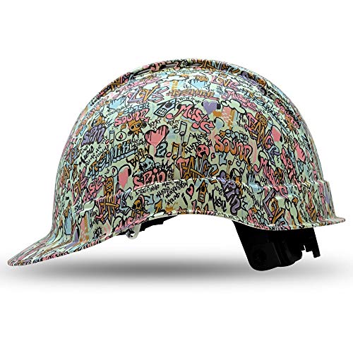 Hard Hat Construction OSHA Hardhats, Men Women Safety Helmet, Cap Style, Vented, 6 Point, Custom Cartoon Design, By ACERPAL, Hip Hop Soul