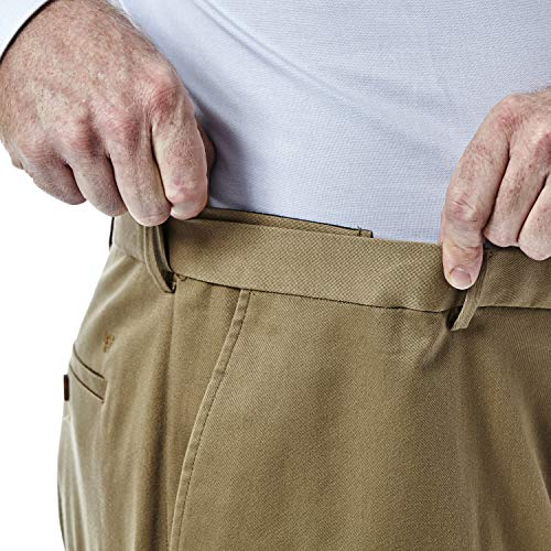 Haggar Mens Big-Tall Premium No Iron Khaki Classic-Fit Expandable-Waist Flat-Front Dress Pants, British Khaki, 44W X 34L Us #TOP4