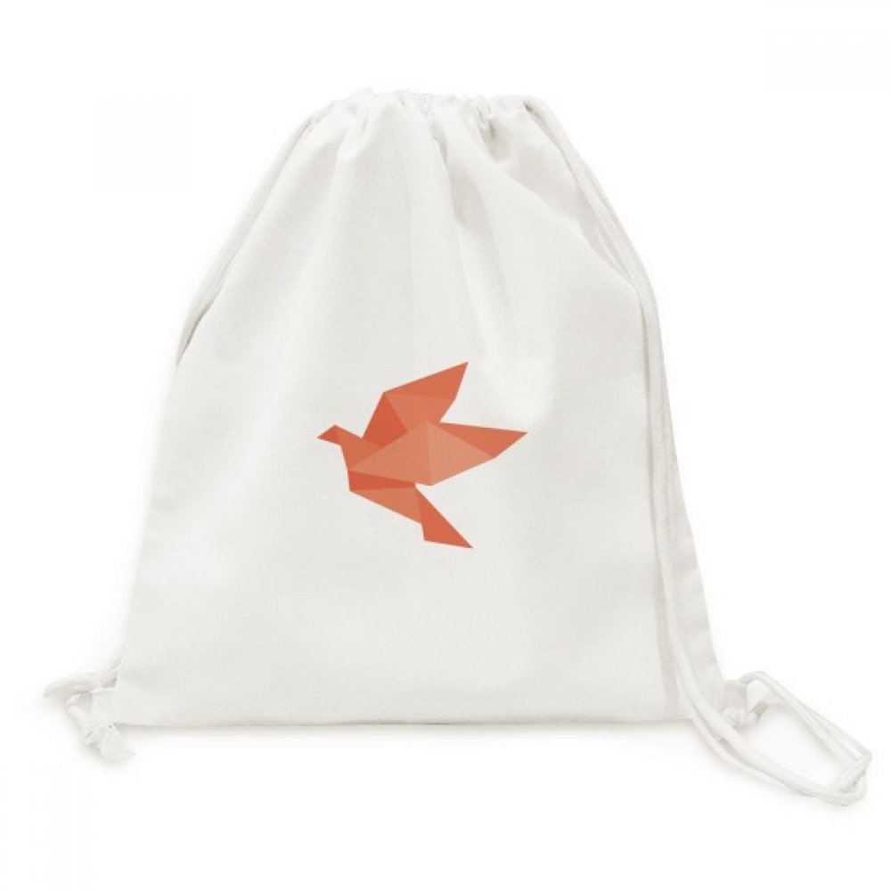 Toile drawstring backpack voyage sac oiseau rouge origami unique - 5